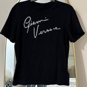 Versace Black Tee with Silver Embellishment